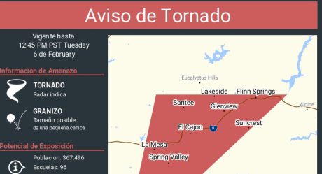 Lluvias azotan San Diego con inusual alerta de tornado