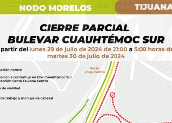 Anuncian cierre parcial del bulevar Cuauhtémoc Sur y gazas de acceso en el Nodo Morelos