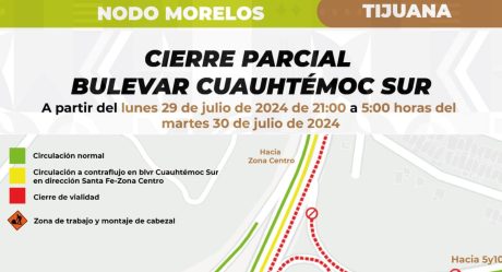 Anuncian cierre parcial del bulevar Cuauhtémoc Sur y gazas de acceso en el Nodo Morelos