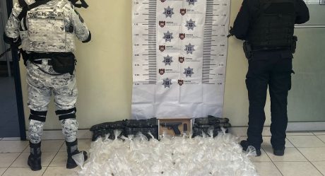 Policía municipal y GN capturan a sujeto con casi 100 kg de droga