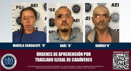 Detienen a tres por trasladar dos cadáveres