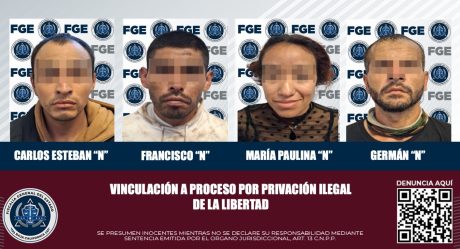 Vinculan a proceso a tres hombres y una mujer por privación ilegal de la libertad