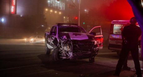 Patrulla de la policía municipal sufre accidente