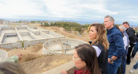 Marina del Pilar y Gavin Newsom supervisan avance de obra en Planta Tratadora de Agua San Antonio de los Buenos