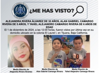 Solicitan apoyo para localizar a mujer y sus dos hijos menores desaparecidos en Tijuana