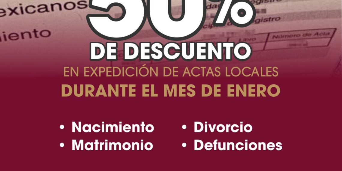 Más de 17 mil actas otorgadas con el 50% de descuento en campaña de registro civilː Ayuntamiento