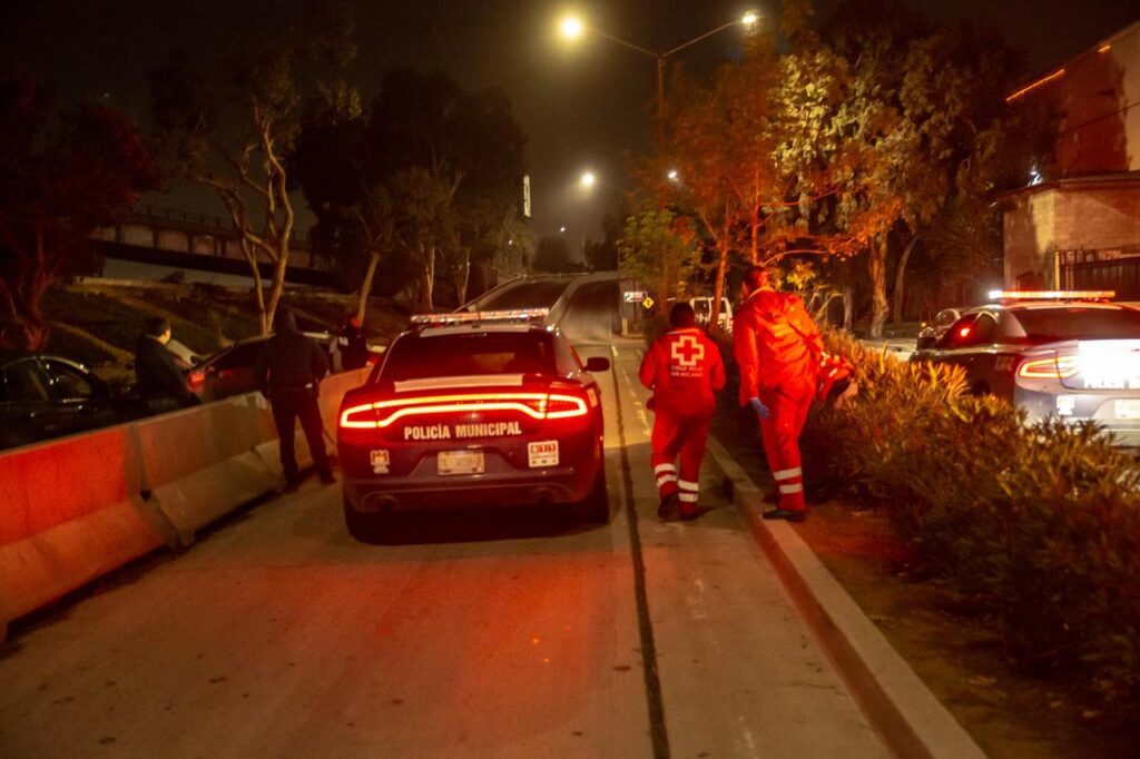 Auto se impacta con un árbol en el camellón central de la Ready Lane