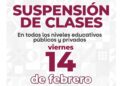  Anuncian suspensión de clases para este viernes